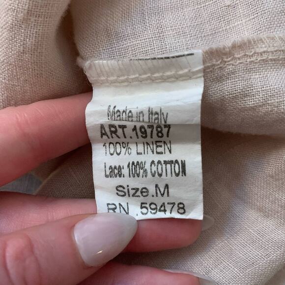Valentina Naldi light tan linen sleeveless top size M - Picture 7 of 11